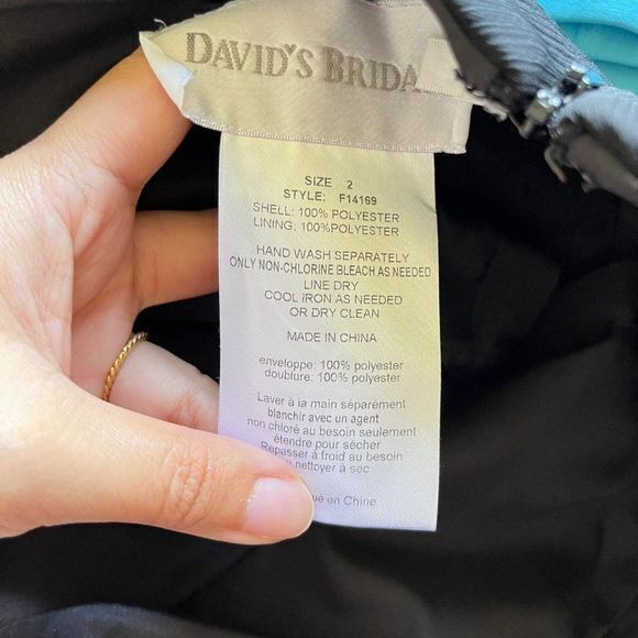 DAVID'S BRIDAL Chiffon Dress with Layered Skirt Strapless Black Womens S… - Picture 5 of 5